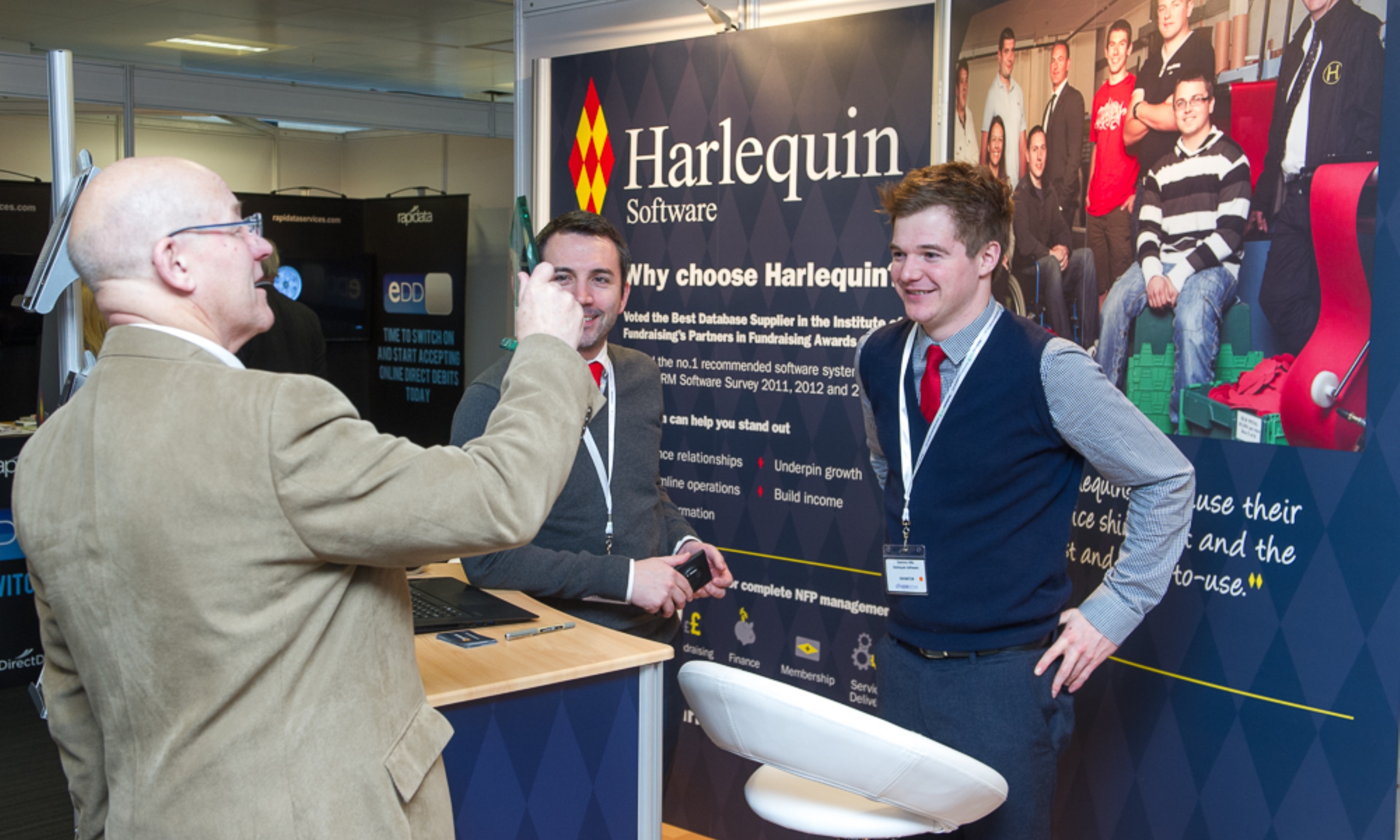 Harlequin team on our charity software stand